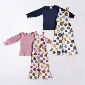 Halloween/Thanksgiving Long Sleeve Pumpkin Girls Overalls Set