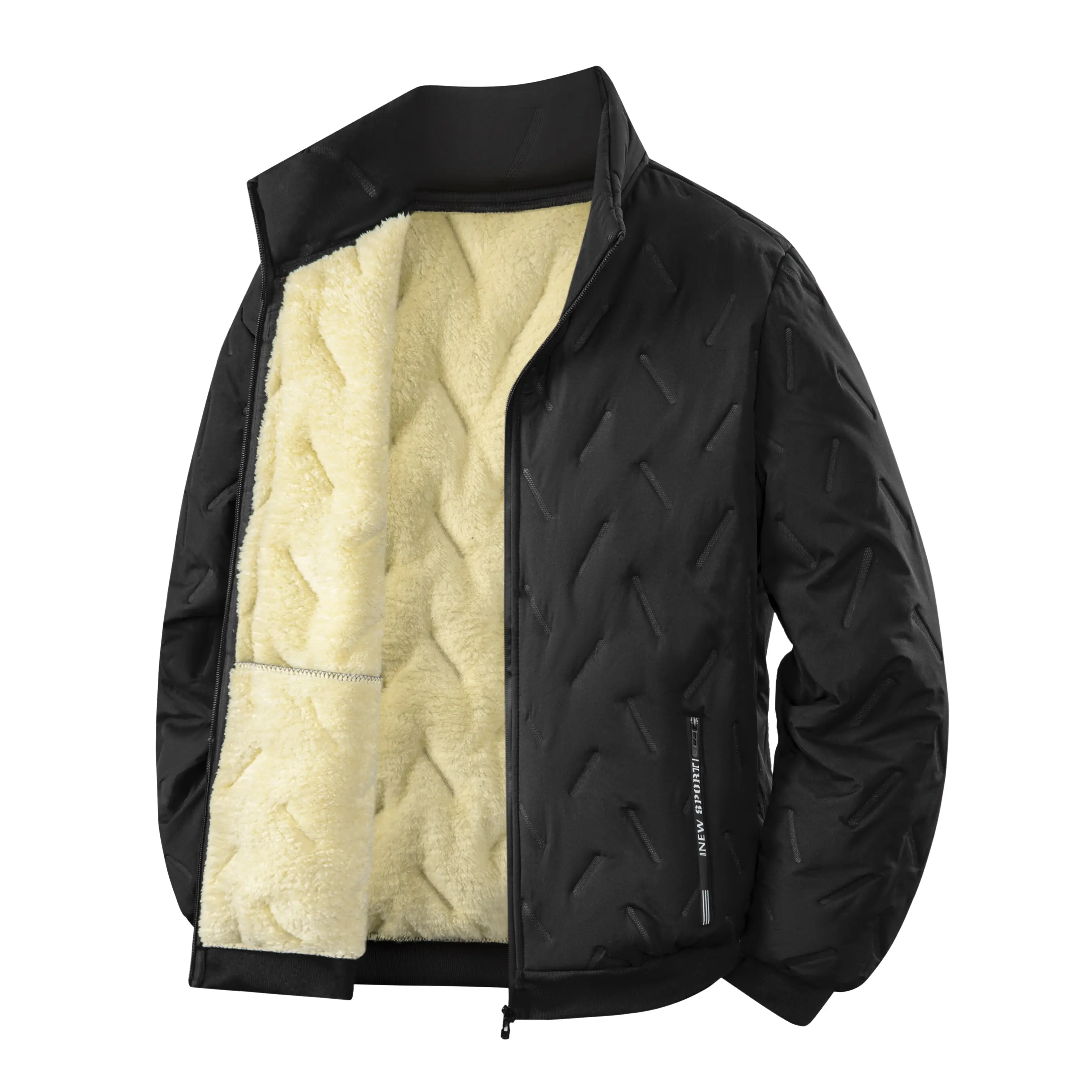 Casual windproof stand-collar winter jacket, thick down-filled lining, zip-up cardigan, versatile for everyday wear