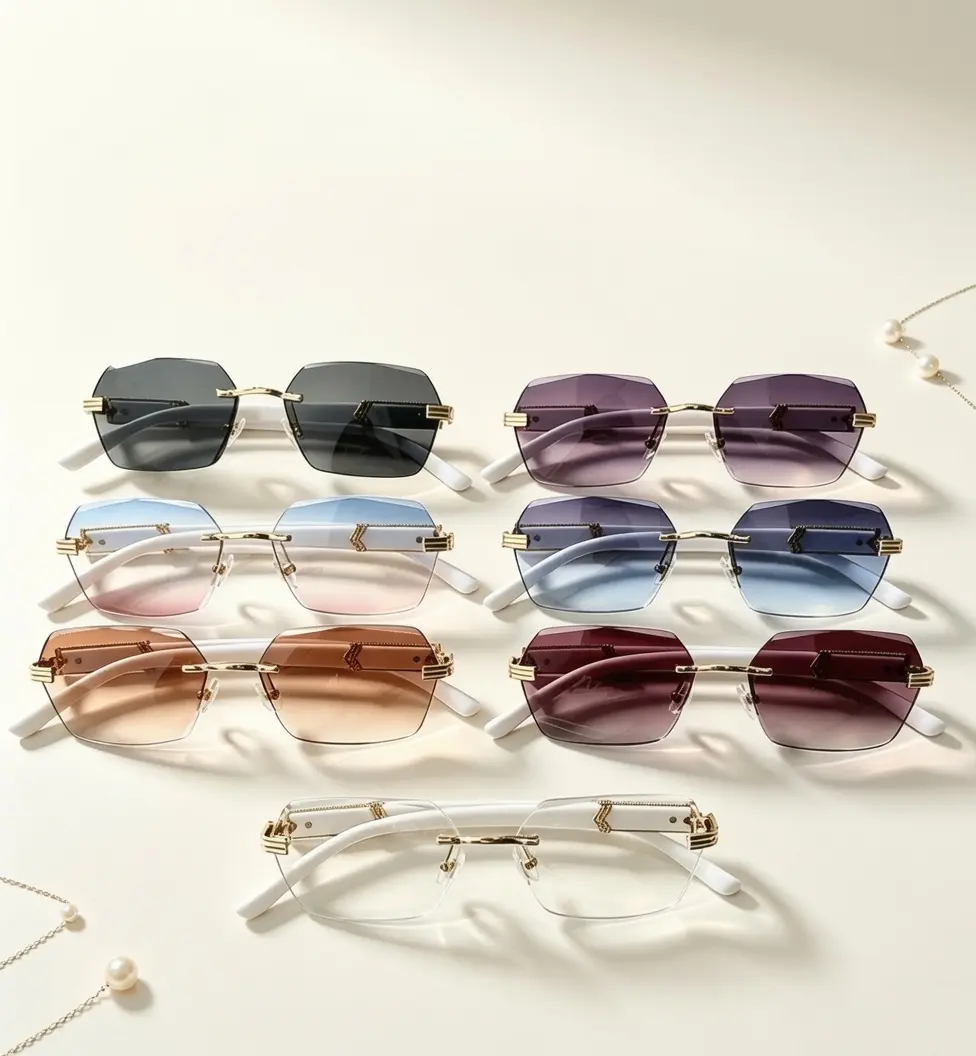 2026 New Rimless Cut-Edge Sunglasses – Gradient Lenses, Metal Frames, UV400 Protection – Unisex Sports & Outdoor Eyewear, Suitable for Daily Wear and Street Style
