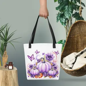 Violet Pumpkin Fall Tote bag