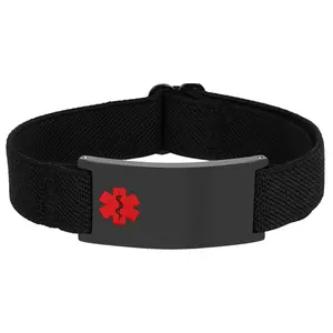 OIDEA Personalized Medical Alert ID Bracelet for Men and Women - Adjustable Stretch Stainless Steel Engravable Emergency Wristband