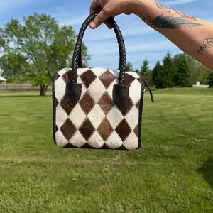 Checkered Small Cowhide Speedy Handbag