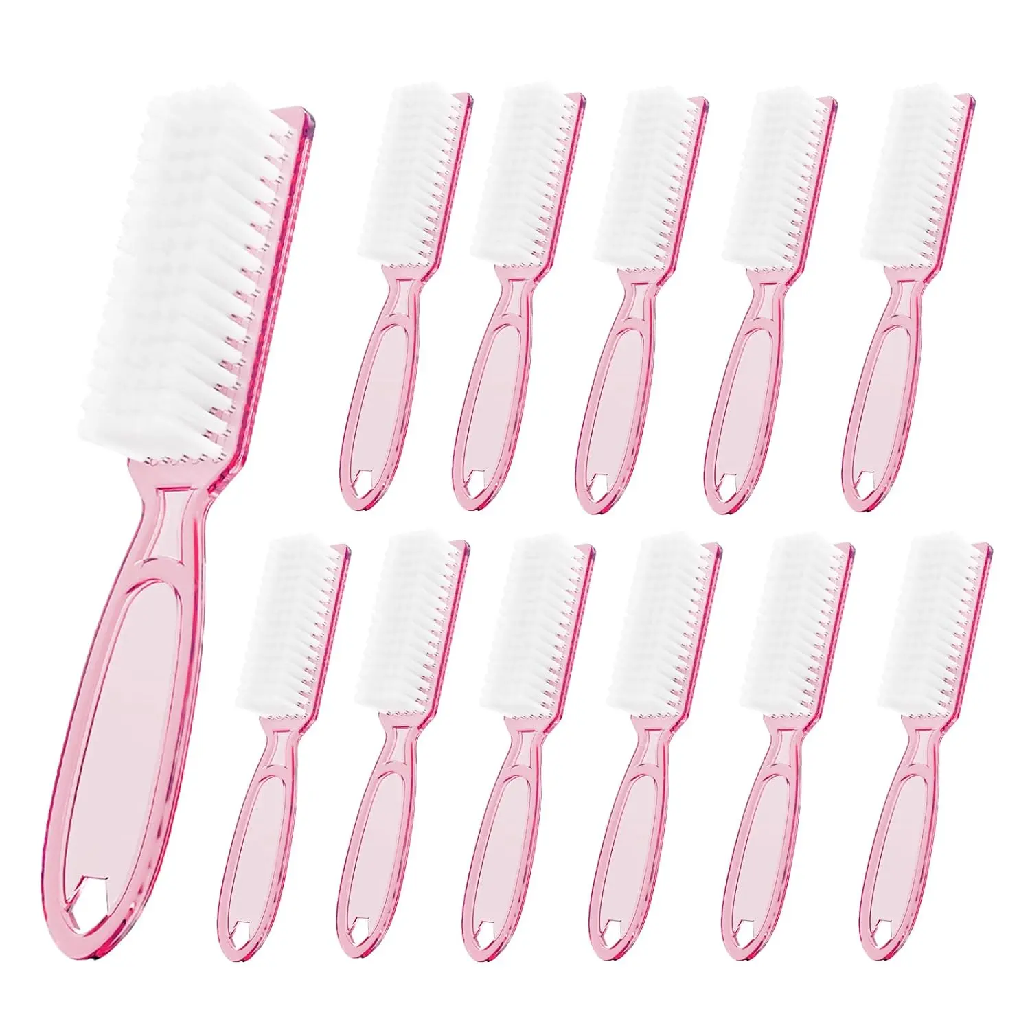 12 count Handle Grip Cleaning Brushes, Hand Fingernail  Scrub Manicure Brush Pedicure Brush, Use for  and Nails Cleaning (Clear )