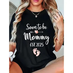 GGOR 100% Cotton Soon To Be Mommy 2026 For Mom Pregnancy Announcement T-Shirt