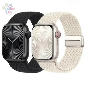 2Packs Woven Elastic Magnetic Apple Watch Band – Soft Nylon Sport Single Loop (38–49mm, Series & Ultra)