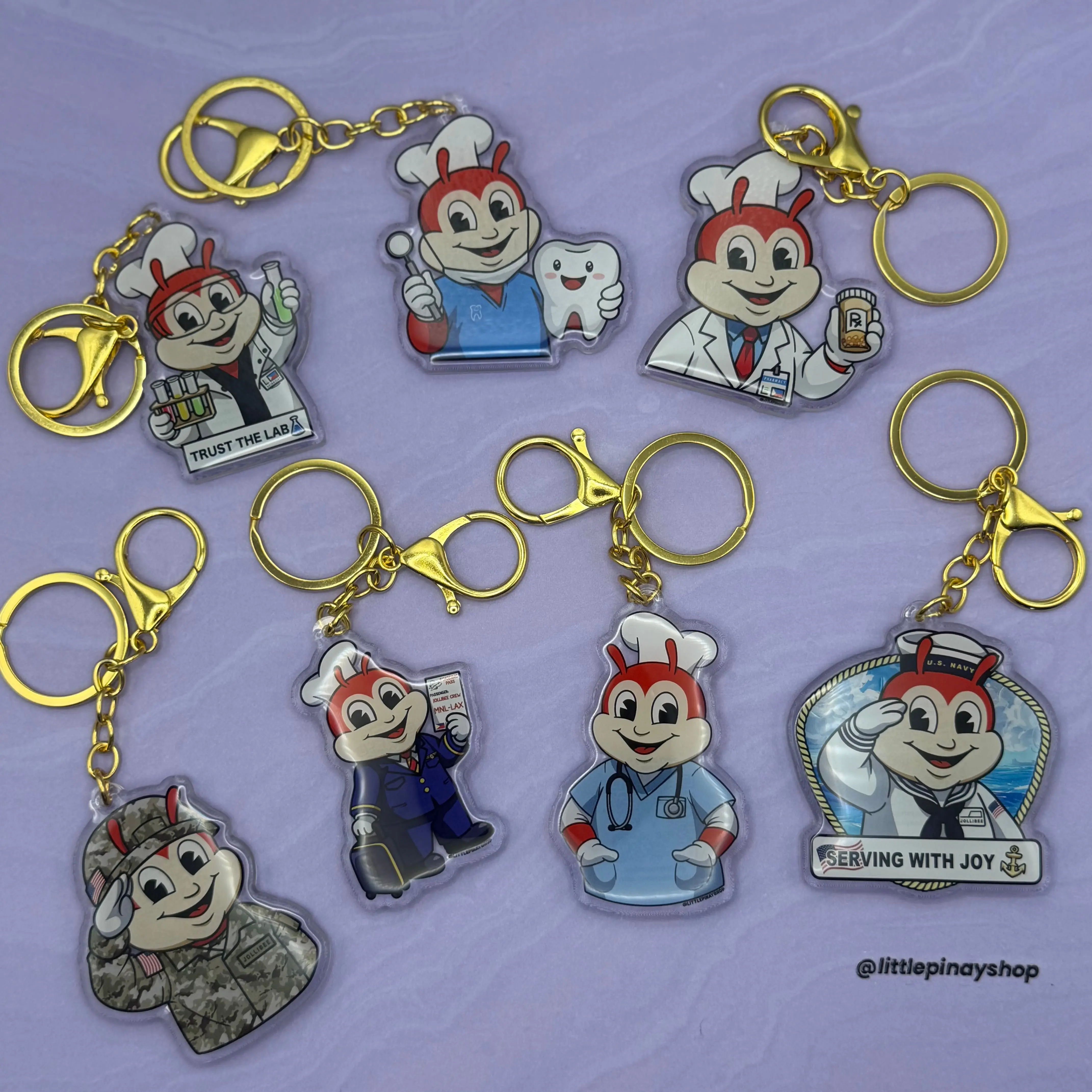 Jollibee Inspired Career Acrylic Keychain | Nurse, Teacher, Dentist, Pharmacist, Lab Tech, Military, Navy & Flight Attendant Gift, Bag Charm
