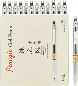 12 count, Gel Pens 0.5mm, Retractable Pens, Black Pens 0.5 Fine Point, Style of  Gel Pen, Retractable Gel Pens for  Korean  Office School Supplies