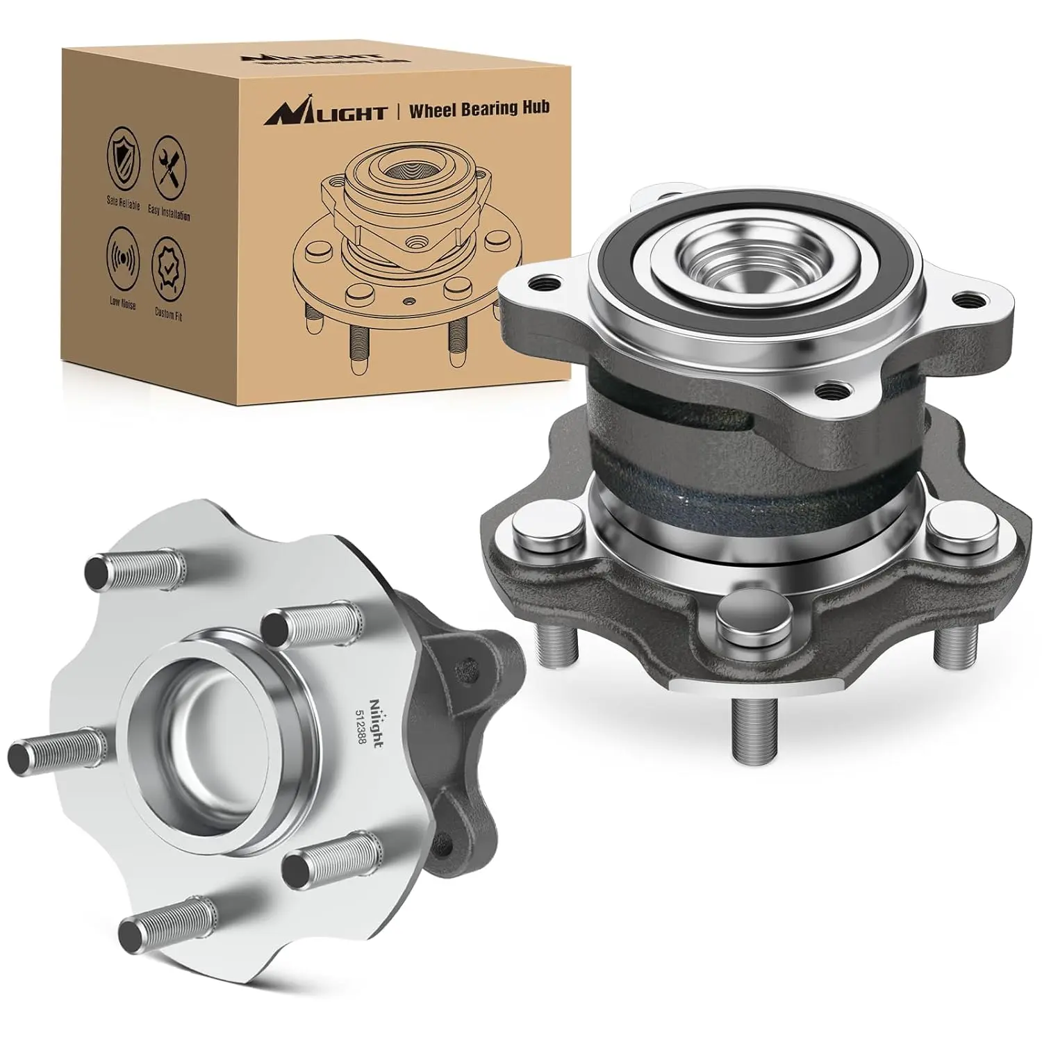 Nilight Rear Wheel Hub Bearing Assembly for Nissan Altima 2007-2014 2015 2016 2017 2018, Murano 2015-2016, Maxima 2009-2019, Pathfinder 2013-2019, Infiniti JX35, FWD 5 Lugs-512388 2Pack
