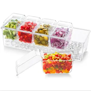 Storage Boxes, Chilled Condiment Racks, Trays with Individual Lids and Removable Plates, Fruit and Candy Boxes, Condiment Trays for Bar Accessories, Fruits, Salads, Burritos, Party Decorations, Kitchen Appliance.