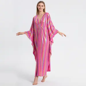 Bsubseach Women Ethnic Print Kaftan Dress ,Plus Size All Over Print  Sleeve TunicDress, Boho Casual V Neck 3/4 Sleeve TunicDress for Women, Women's Plus Cover Up,Mrs. Roper Kaftan ，bubu，mumu，Casual Womenswear Summer