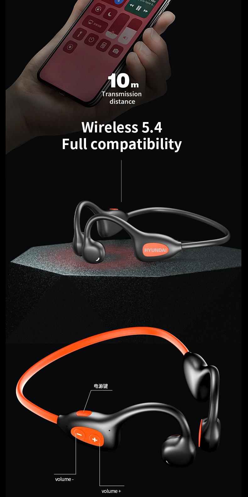 HYUNDAI WS17 Kids Open-Ear Wireless Headphones, Bluetooth 6.1, Waterproof Air Conduction Neckband, Lightweight & Comfortable, Ergonomic Design for Kids, Safe Hearing Protection, Wireless Headset for Study, Music & Calls, Compatible with Android & iOS