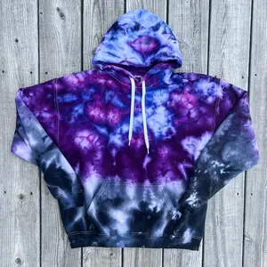 Galaxy Ombré Ice Dye- Lilac to Black Fade Soft Fleece Lined Casual Pullover for Men Women