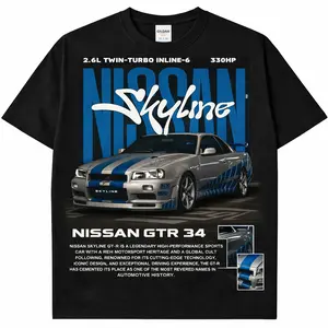 Vintage Nissan Skyline GTR Shirt, Retro JDM Performance Car Graphic Tee, 90s Sports Car Aesthetic, Y2K Street Racing Graphic, Nissan GTR R34 Design, Unisex Black Tee, Gift for Car Enthusiasts, Gift for Men,  Crew Neck T-shirt, Trending T-shirt