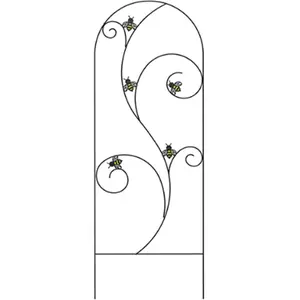 212 MAIN 66 in. Bee-Conscious Metal Arched Outdoor Garden Trellis with Bees Support, Stake Mount Compatible