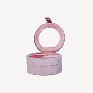 Plush Velvet Jewelry Box | Travel Jewelry Case Organizer with Mirror | Featured in Oprah’s Favorite Things | Best Gift for Daughter, Girlfriend, Mom | Blush color