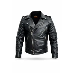 Mens Leather Jacket Genuine Cowhide Premium Quality Motorcycle Coat Fashion Motorbike Jacket