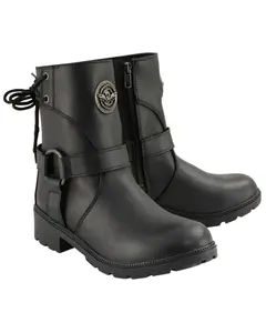 Milwaukee Leather Women's Women'S Harness Zip-Up Motorcycle Boot Round Toe - Mbl9313