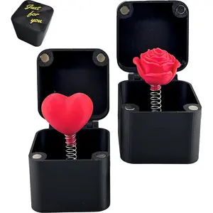 Red Roses and Red Love Heart in A Box, Surprise Gift Box, 3D Printed Red Roses in A Surprise Pop Up Gift Box, Mother's Day Gift Birthday Gifts Quirky Gift