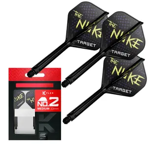 Target Darts Luke Littler K Flex Flights & Shaft System No.6 & No.2 –|The Nuke Edition, Pack of 3 K-Flex All-in-One Integrated Flights and Shafts, Short 19mm, Intermediate 26mm, Medium 33mm