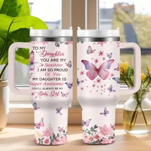 40oz Valentine's Day Tumbler with Handle Straw and Lid Love Heart Travel Coffee Tumbler Cup for Women Girlfriend Besties Wife Lover Spouse Gifts