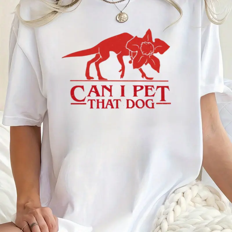 Can I Pet That Dog T-Shirt, Funny Demodog Parody Graphic Tee, Cute Horror Dog Inspired Unisex Shirt, Dog Lover Gift