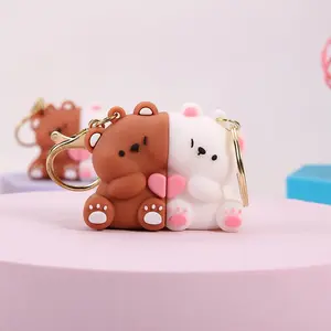 2pcs Cute Bear Magnetic Couple Keychain - For Men Women, Bag, Car, Suitable For Valentines Birthday, Back To School, Party Gifts