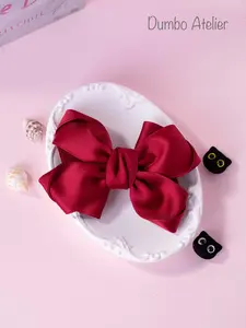 Balletcore Oversized Ribbon Hair Clip 🎀 Aesthetic Coquette Bow for Women & Girls (Wine Red, Pink, Blue) Barrettes