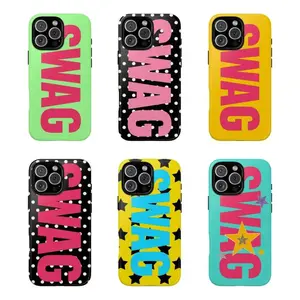 SWAG Combo Premium Wireless Handheld Smartphone Casing - Colorful Pop Art Graphic, Streetwear Hypebeast Aesthetic, Protective Accessory with Resistance for iPhone 17 Pro Max,16,15,14,13,12,11 Devices
