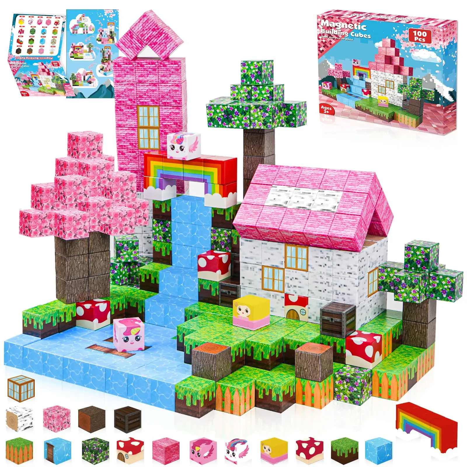 Magnetic Building Blocks Set for Kids, Colorful Magnetic Cubes Construction Toy, STEM Educational Learning Toys for Boys Girls, Creative Building Games for Family Party, Parent Child Bonding Activity, Birthday Christmas Gift Ideas