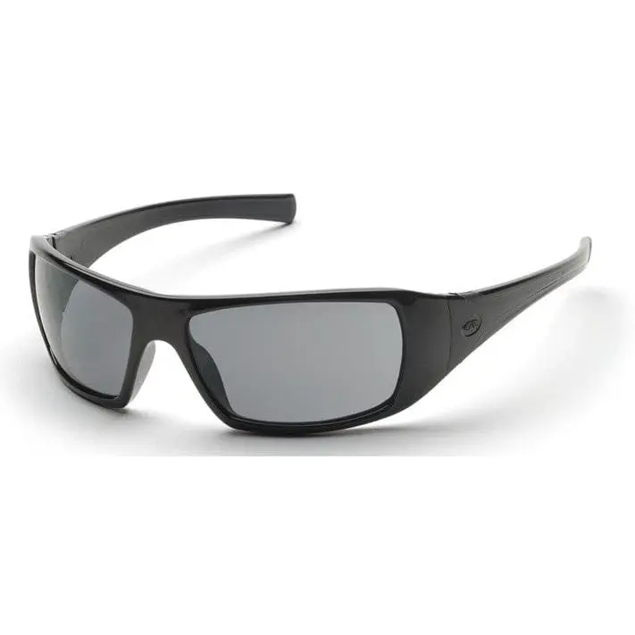 Pyramex Goliath Contemporary Lightweight Wraparound Safety Glasses - Black Frame, Polycarbonate Gray Lenses, Ergonomic, 99% Harmful UV-A/UV-B Protection, for Home Improvement, Recreational Activities