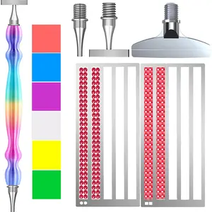LEIYULY 12 PCS Diamond Art Pen with Ruler, 1,7 Beads Stainless Steel Nibs and Square & Round Diamond Art Ruler, Ergonomic Diamond Art Pen, 5D Diamond Painting Pens Tools, Diamond Art Kits for Adults