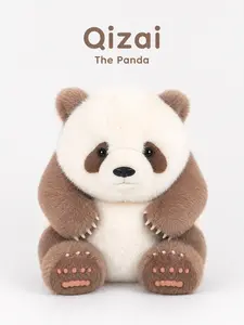 Qizai Brown Panda Plush Toy | 15 Inch Large Ultra Soft Stuffed Animal with Paw Detail | Cute Gift Plush
