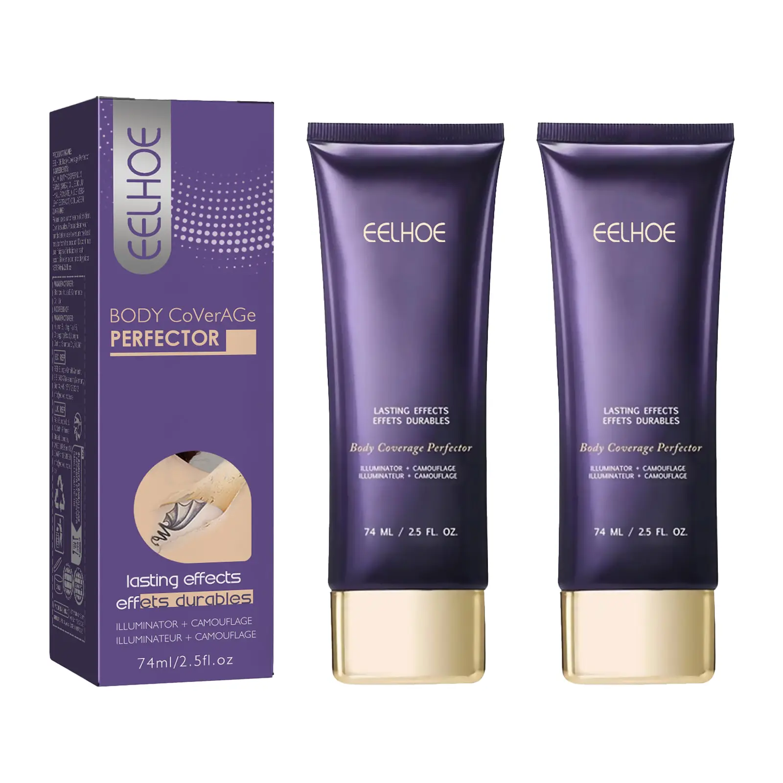 【Buy 1 Get 1 Free】2-Pack Concealer Cream (2.5 oz) - Flawless Face & Body Concealer Makeup, Covers Tattoos, Scars & Birthmarks, Moisturizing, Brightening, Invisible coverage protector