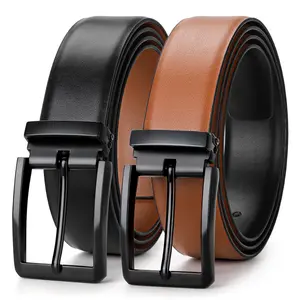 BELTROAD Men's Reversible Leather Belt for Men- Mens Dress belts , 1 Belt 2 Side Use Brown Modern