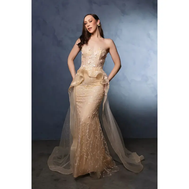 slim fit dress slacks Plus Size Formal Gown | Gold Satin Gown
