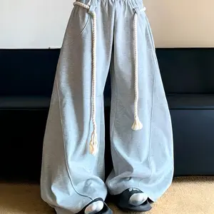 Men's Oversized Baggy Sweatpants, Wide-Leg Joggers with Rope Drawstring, High-Street Hip Hop Lounge Pants,summervibes