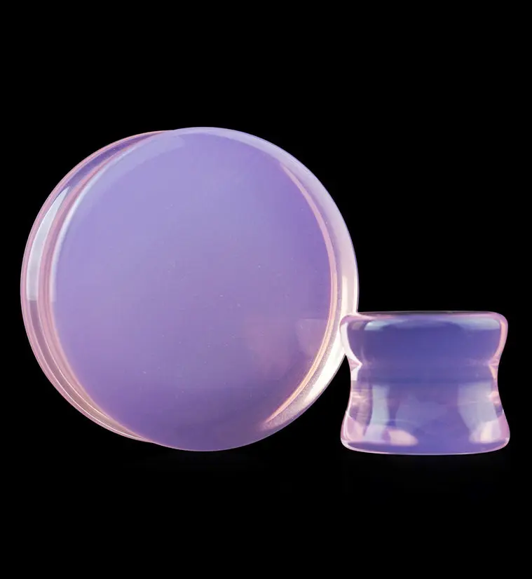 Pink Opalite Glass Plugs Pink Opalite Glass Plugs