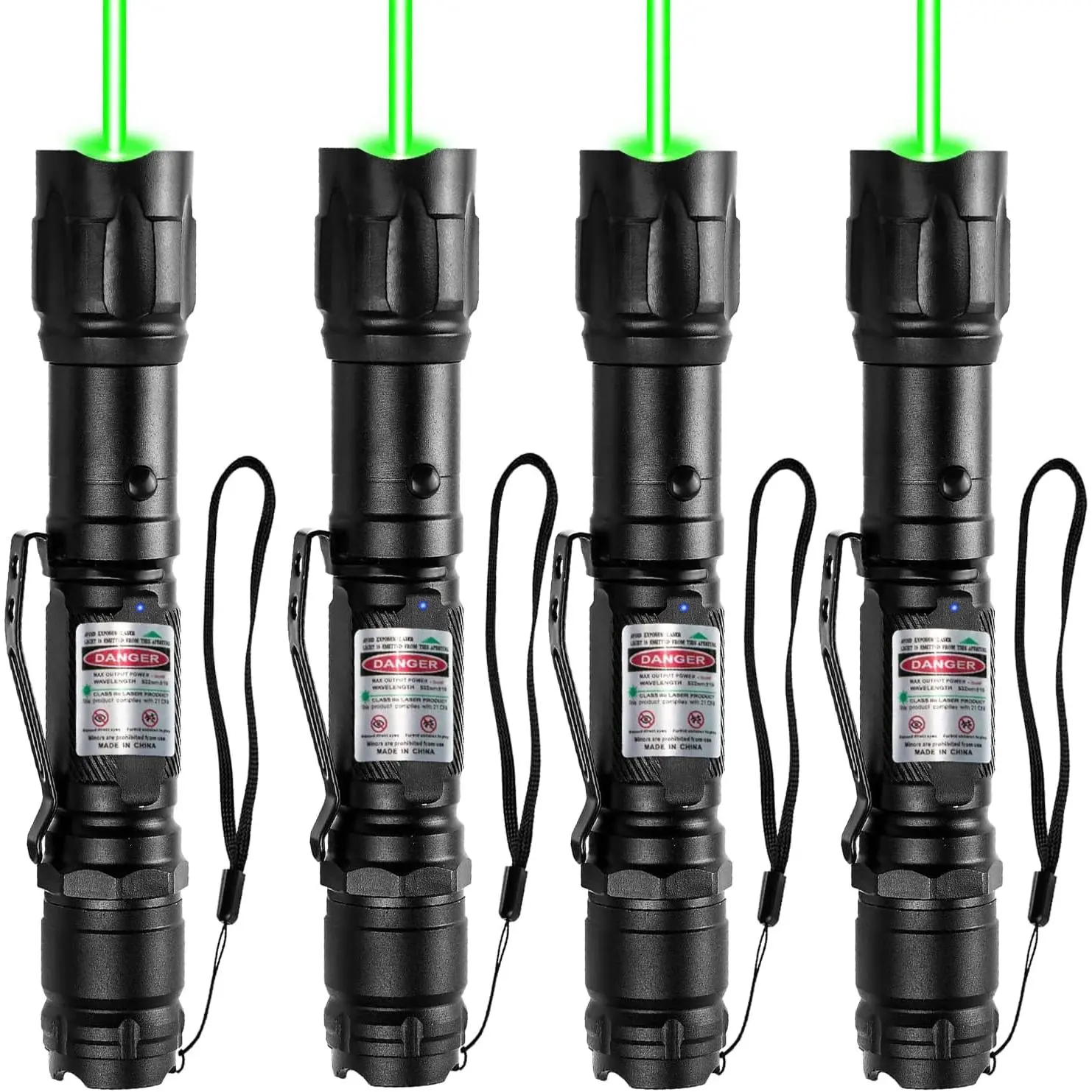 [4 Packs] Rechargeable High-Power Green Laser Pointer, Long-Distance Green Beam Light, Tactical Flashlight for TV/LED/LCD Screens, Office Use [005]