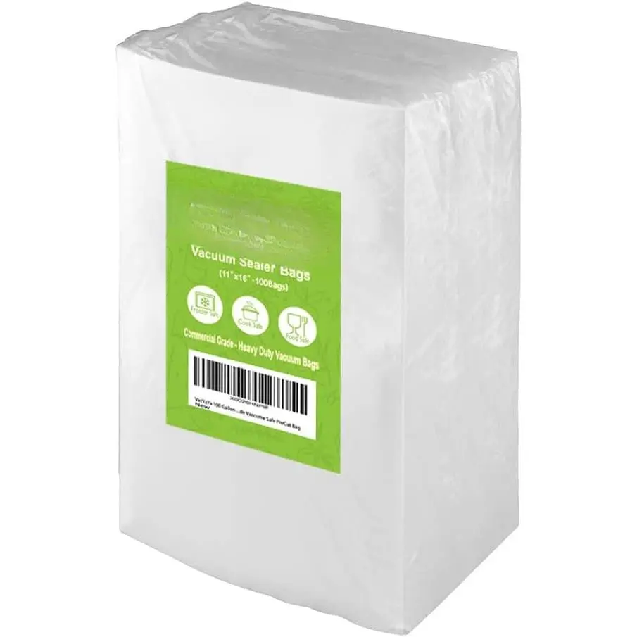 100 Gallon Szie 11 x 16 Inch Freezer  Vacuum Sealer Storage Bags Size,Vac Seal a Meal Bags with  and Heavy Duty Sous Vide Vaccume Safe PreCut Bag