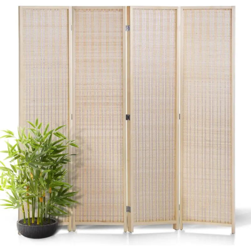 Room Divider Folding Privacy Screens 6 Ft 4&6 Panel Bamboo Portable Divider Wall Freestanding Partition Room Divider Screen for Room Separator Home Of