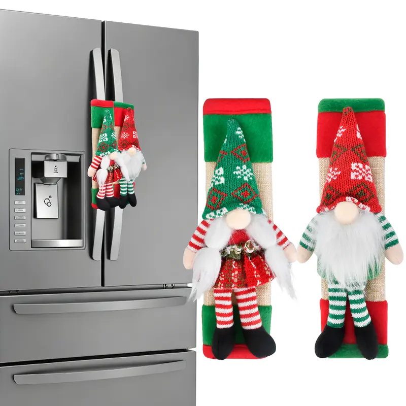 Christmas Gnome Design Fridge Door Handle Cover, 2/6 Counts Cute Kitchen Appliance Door Handle Cover, Decorative Refrigerator Door Handle Protector