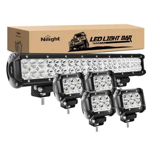 Nilight  20Inch 126W Spot Flood Combo Led Light Bar 4PCS 4Inch 18W Spot LED Pods Fog Lights for Jeep Wrangler Boat Truck Tractor Trailer Off-Road Automotive hid