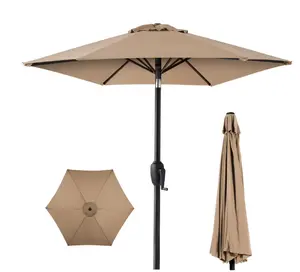 7.5ft Heavy-Duty Outdoor Market Patio Umbrella w/ Push Button Tilt, Easy Crank
