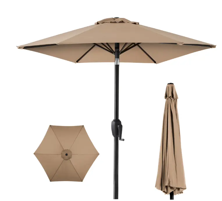 7.5ft Heavy-Duty Outdoor Market Patio Umbrella w/ Push Button Tilt, Easy Crank