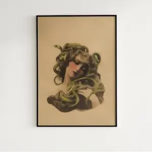 Medusa Art Print, Gothic Wall Art Decor, Goth Sepia Dark Academia Unframed