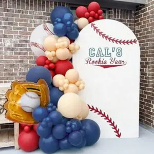 Baseball balloon arch garland red nude and navy blue balloon garland kit birthday party for boy sports balloons gender reveal decoration