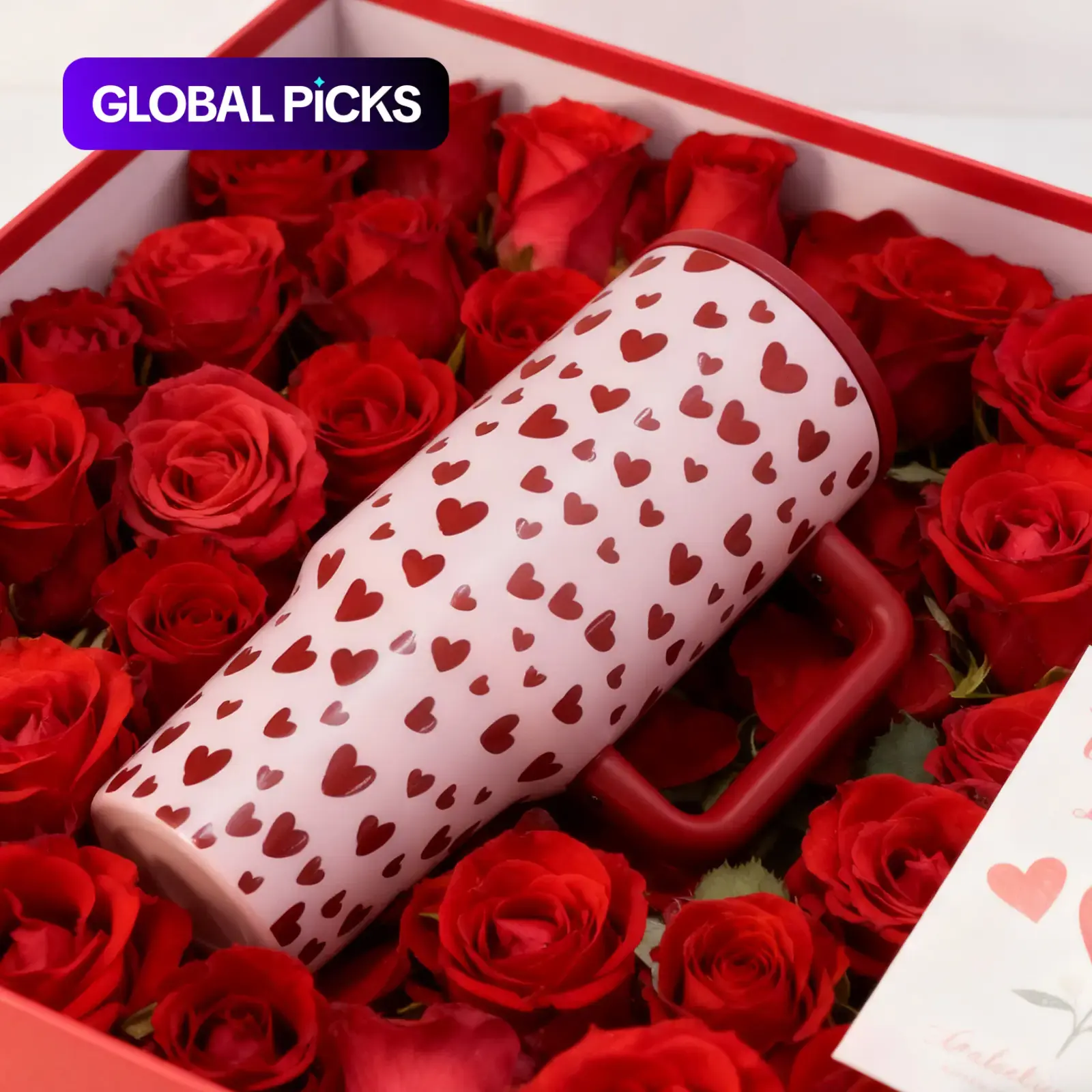 40oz Thermal Vacuum Cup, Double-Wall Stainless Steel Leak-Proof Travel Tumbler, 12H Hot & 24H Cold Insulation, Valentine Heart Print Insulated Travel Drinkware, Gift for Women and Men #GLOBAL PICKS