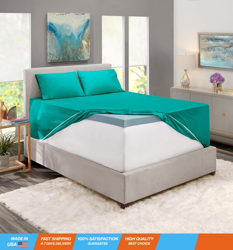 Hearth & Harbor Extra Deep Pocket Queen Sheets Sets - Fits Mattress 18-24 Inches Deep - Extra Deep Pocket Sheets - 6 Piece Queen Size Sheets - Queen Sheets Deep Pocket - Teal Sheets