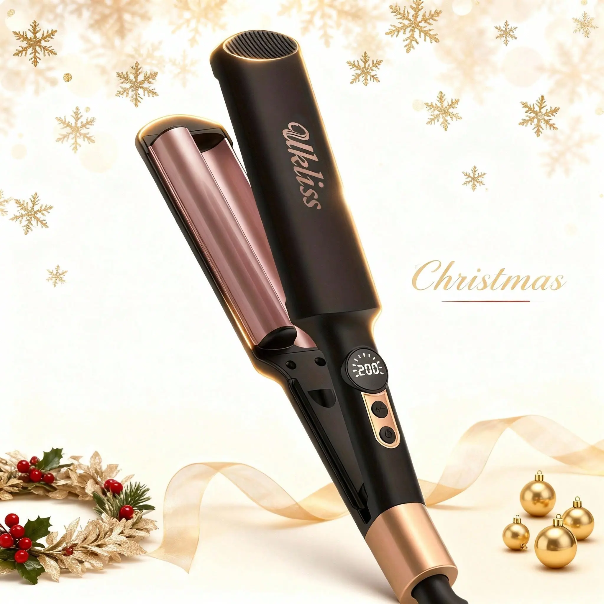 Dual Voltage Shallow Waver Curling Iron, Hair Crimper, Hair Styling Tools - 5 Temp Adjustable (250°F-410°F), 30s Fast Heat-Up, Tourmaline Barrel, Anti-Scald Protection, 1.02cm Barrel For Beach Waves & Curls, Includes Heat-Resistant Pouch, Holiday Gifts