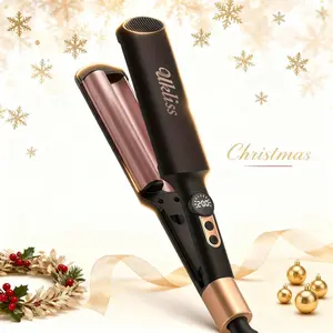 Mini Dual Voltage Shallow Waver Curling Iron, Hair Crimper, Heated Curler - 5 Temp Adjustable (250°F-410°F), 30s Fast Heat-Up, Tourmaline Barrel, Anti-Scald Protection, 1.02cm Barrel For Beach Waves & Curls, Includes Heat-Resistant Pouch, Holiday Gifts